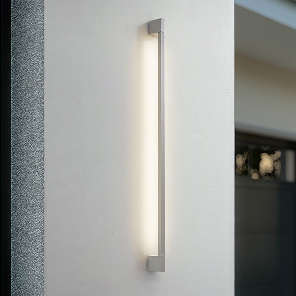Lindby LED zunanja stenska svetilka Neano, 120 cm, kamnito siva, IP54, Siva, Aluminij, Sodobni