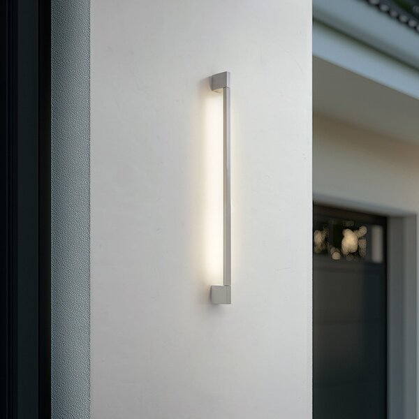 Lindby LED zunanja stenska svetilka Neano, 90 cm, kamnito siva, IP54, Siva, Aluminij, Sodobni