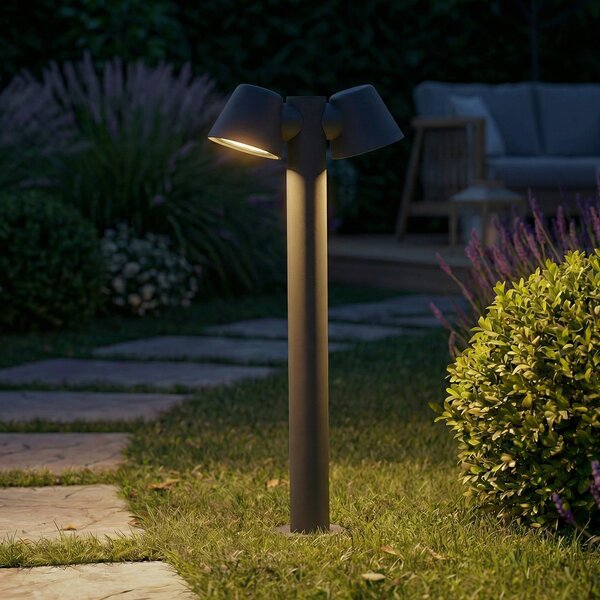 Lindby potna svetilka Ileyna, 2-krilna, antracitna, 100 cm, zatemnjen, Siva, Aluminij, Sodobni