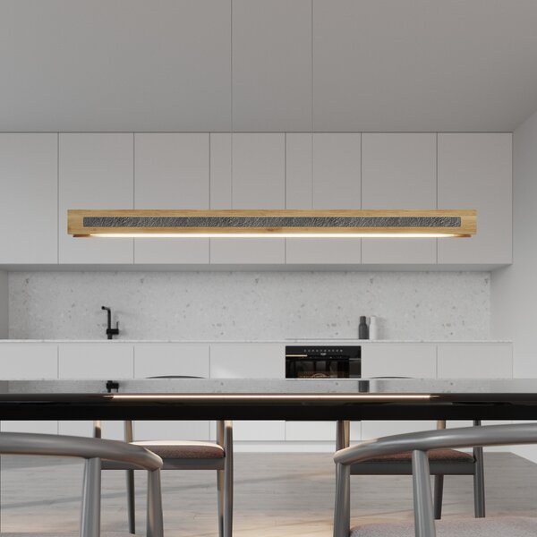 Elobra LED viseča svetilka Chile S, hrast/granit, dolžina 116 cm, zatemnjen, Les, Dnevna soba / jedilnica, Les, Sodobni