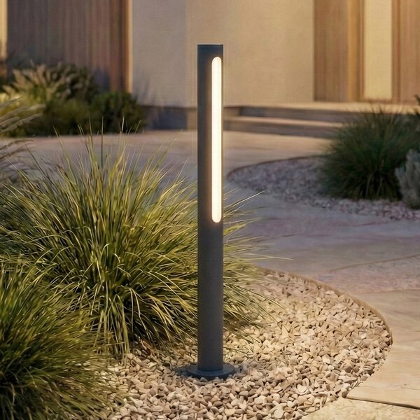 Lindby LED-svetilka Liravel, višina 60 cm, antracitna, IP65, Črna, Aluminij, Sodobni