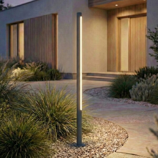 Lindby LED-svetilka Liravel, višina 115 cm, antracit, IP65, Črna, Aluminij, Sodobni