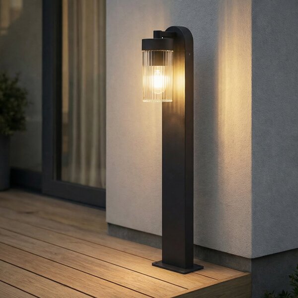 Lindby ulična svetilka Kaliro, antracit, 60 cm, E27, IP54, Črna, Aluminij, Sodobni