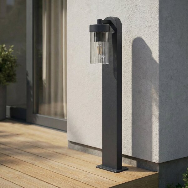 Lindby ulična svetilka Kaliro, antracit, 60 cm, E27, IP54, Črna, Aluminij, Sodobni