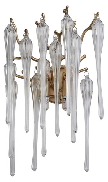 Searchlight Stenna svetilka Heritage, širina 25 cm, zlata/prozorna, steklo, zatemnjen, Prozorna, Dnevna soba / jedilnica, Steklo