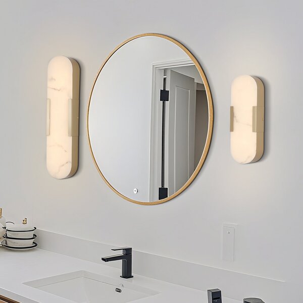 Searchlight LED kopalniška stenska svetilka Opaline višina 35 cm zlata barva kovina/smola, zatemnjen, Zlata / medeninasta, Kopalnica, Kovina