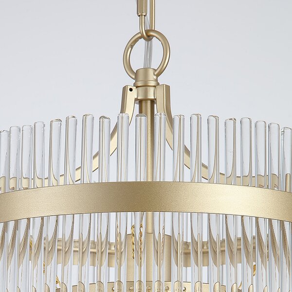 Searchlight Obesna svetilka Lara, Ø 26 cm, zlata/prozorna, steklo/kovina, zatemnjen, Zlata / medeninasta, Dnevna soba / jedilnica, Steklo