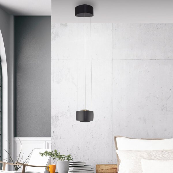 Paul Neuhaus LED-visoka svetilka Q-Stretto, črna, Ø 14,5 cm, zatemnjen, Črna, Dnevna soba / jedilnica, Kovina, Sodobni