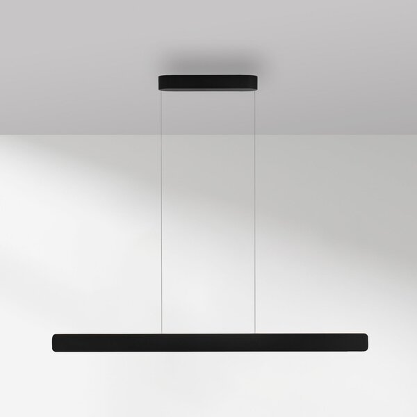 Paul Neuhaus LED viseča svetilka Q-Stretto, črna, 120 cm, zatemnjen, Črna, Dnevna soba / jedilnica, Kovina, Sodobni