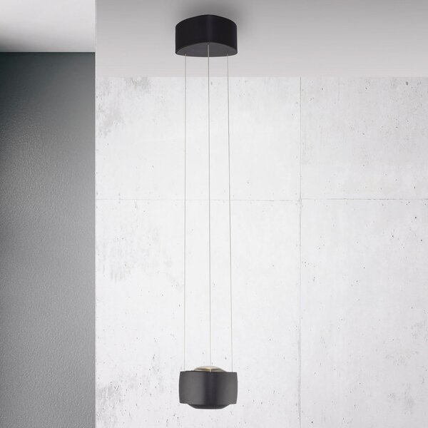 Paul Neuhaus LED-visoka svetilka Q-Stretto, črna, Ø 14,5 cm, zatemnjen, Črna, Dnevna soba / jedilnica, Kovina, Sodobni