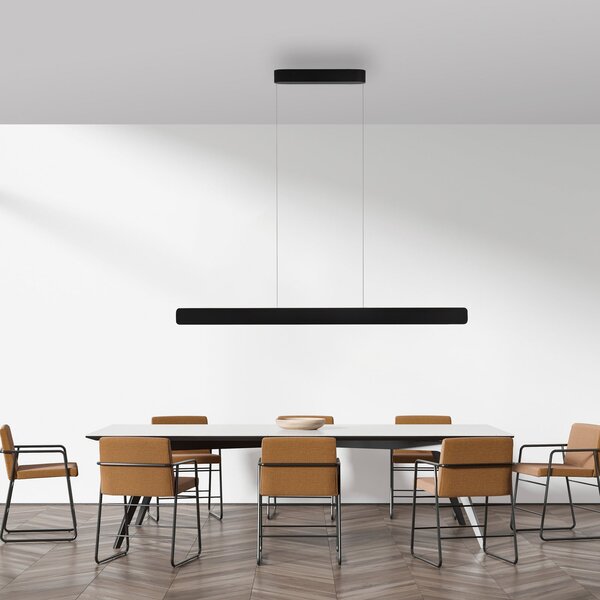 Paul Neuhaus LED viseča svetilka Q-Stretto, črna, 120 cm, zatemnjen, Črna, Dnevna soba / jedilnica, Kovina, Sodobni