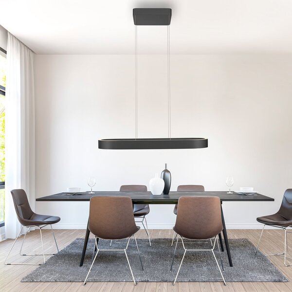 Paul Neuhaus LED viseča svetilka Q-Stretto, črna, 86,8 cm, zatemnjen, Črna, Dnevna soba / jedilnica, Kovina, Sodobni