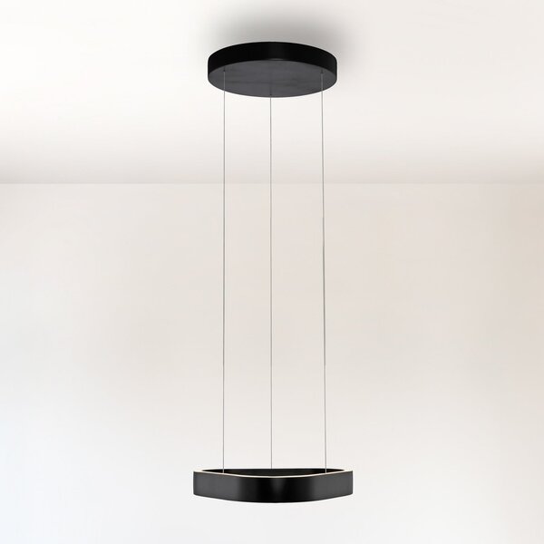 Paul Neuhaus LED obesna svetilka Q-Stretto, črna, 40,8 cm, zatemnjen, Črna, Dnevna soba / jedilnica, Kovina, Sodobni