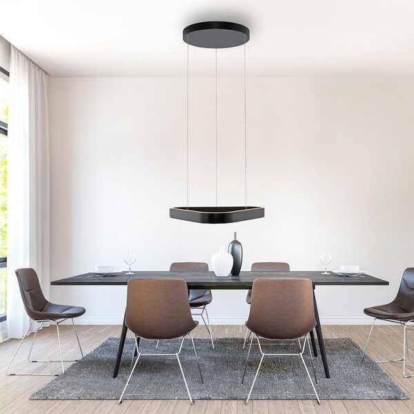 Paul Neuhaus LED obesna svetilka Q-Stretto, črna, 60 cm, zatemnjen, Črna, Dnevna soba / jedilnica, Kovina, Sodobni