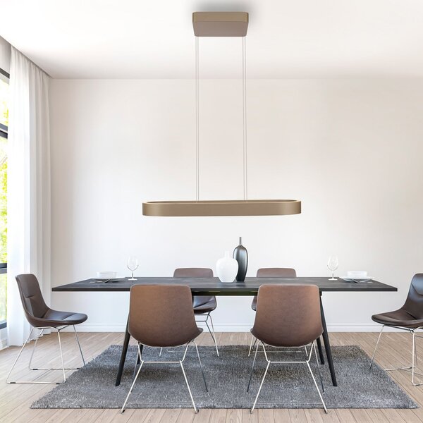 Paul Neuhaus LED viseča svetilka Q-Stretto, bronasta, 86,8 cm, zatemnjen, Bronasta / starinska medenina, Dnevna soba / jedilnica, Kovina, Sodobni