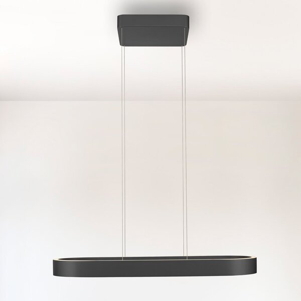 Paul Neuhaus LED viseča svetilka Q-Stretto, črna, 86,8 cm, zatemnjen, Črna, Dnevna soba / jedilnica, Kovina, Sodobni