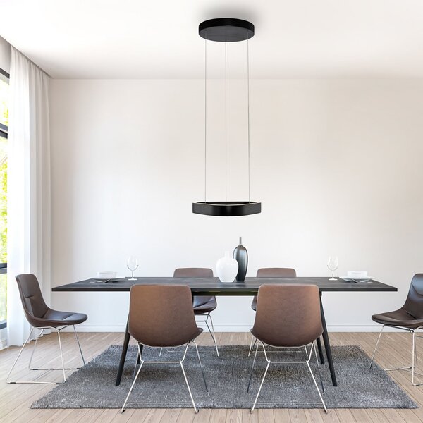 Paul Neuhaus LED obesna svetilka Q-Stretto, črna, 40,8 cm, zatemnjen, Črna, Dnevna soba / jedilnica, Kovina, Sodobni