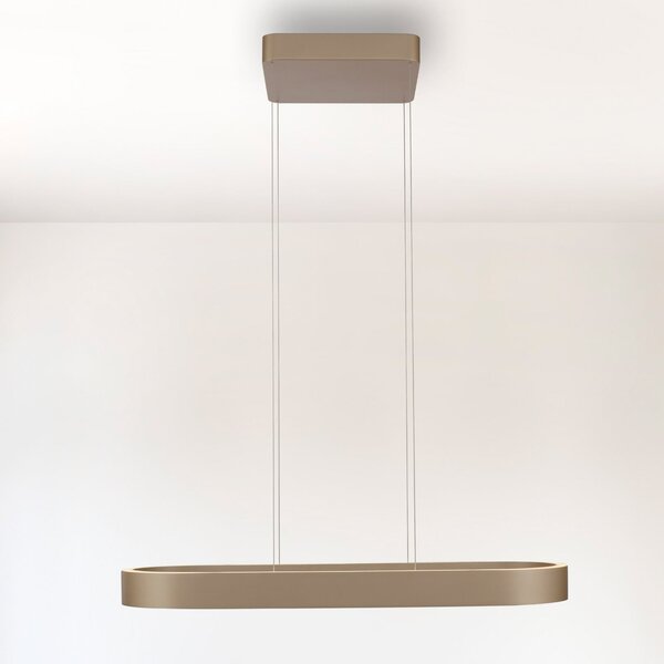 Paul Neuhaus LED viseča svetilka Q-Stretto, bronasta, 86,8 cm, zatemnjen, Bronasta / starinska medenina, Dnevna soba / jedilnica, Kovina, Sodobni