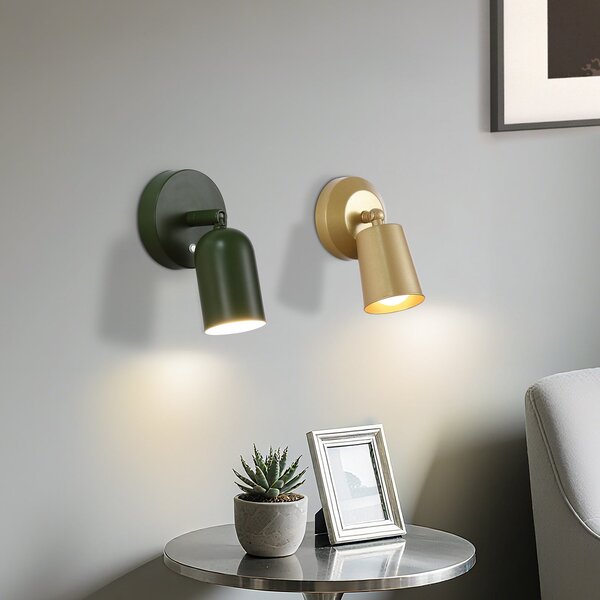 Searchlight LED-akumulatorska stenska svetilka CONE, zlata barva, širina 10 cm, kovina, zatemnjen, Zlata / medeninasta, Dnevna soba / jedilnica, Kovina