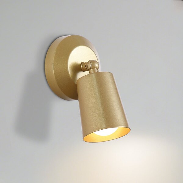 Searchlight LED-akumulatorska stenska svetilka CONE, zlata barva, širina 10 cm, kovina, zatemnjen, Zlata / medeninasta, Dnevna soba / jedilnica, Kovina