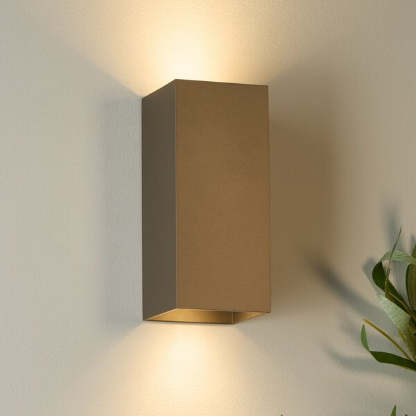 Searchlight Stenna svetilka London Square, rjava, višina 15 cm, kovina, 2-svetilna., zatemnjen, Rjava / rjasta, Dnevna soba / jedilnica, Aluminij, Sodobni
