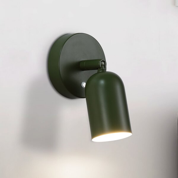 Searchlight LED-akumulatorska stenska svetilka CONE, temno zelena, širina 10 cm, kovina, zatemnjen, Zelena, Dnevna soba / jedilnica, Kovina