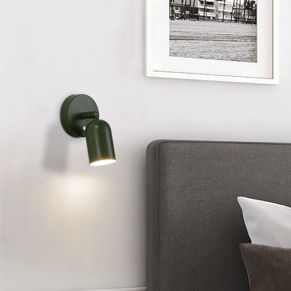 Searchlight LED-akumulatorska stenska svetilka CONE, temno zelena, širina 10 cm, kovina, zatemnjen, Zelena, Dnevna soba / jedilnica, Kovina