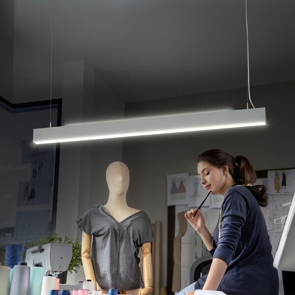 OSRAM LED viseča svetilka Office line Cuboid bela 4.000 K DIM, zatemnjen, Bela, Študija / pisarna, Aluminij, Sodobni