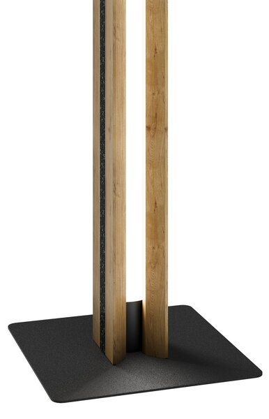 Elobra Stojna svetilka LED Chile S, hrast/granit, višina 152 cm, z možnostjo zatemnitve, zatemnjen, Les, Dnevna soba / jedilnica, Les, Sodobni