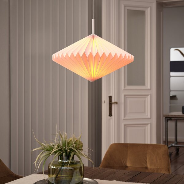 OSRAM viseča svetilka Decor Paper Diamond, bela, papir, E27, zatemnjen, Bela, Dnevna soba / jedilnica, Papir / karton