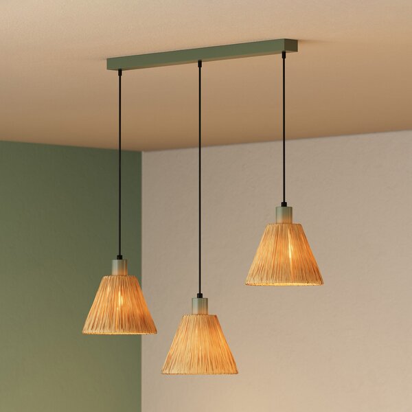 OSRAM viseča svetilka Decor Raffia, dolžina 3-fl, rafia, naravna, zatemnjen, Rjava / rjasta, Dnevna soba / jedilnica, Razno, Podeželska hiša / Rustikalna