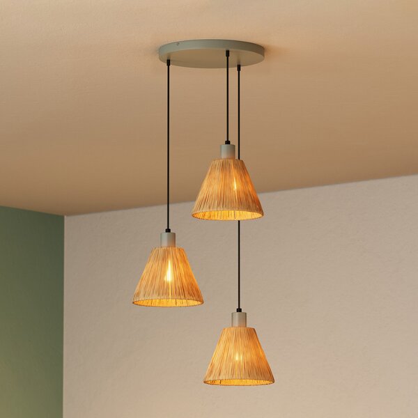 OSRAM viseča svetilka Decor Raffia, 3-delna okrogla, rafia, naravna, zatemnjen, Rjava / rjasta, Dnevna soba / jedilnica, Razno, Podeželska hiša / Rustikalna