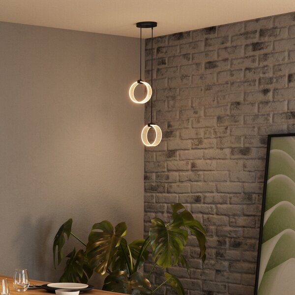 OSRAM LED obesna svetilka Decor Circle, 2-svetilna, CCT, črna, Črna, Dnevna soba / jedilnica, Plastika, Sodobni