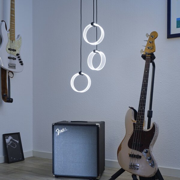 OSRAM LED obesna svetilka Decor Circle, 3-žarnica, okrogla, CCT, črna, Črna, Dnevna soba / jedilnica, Plastika, Sodobni