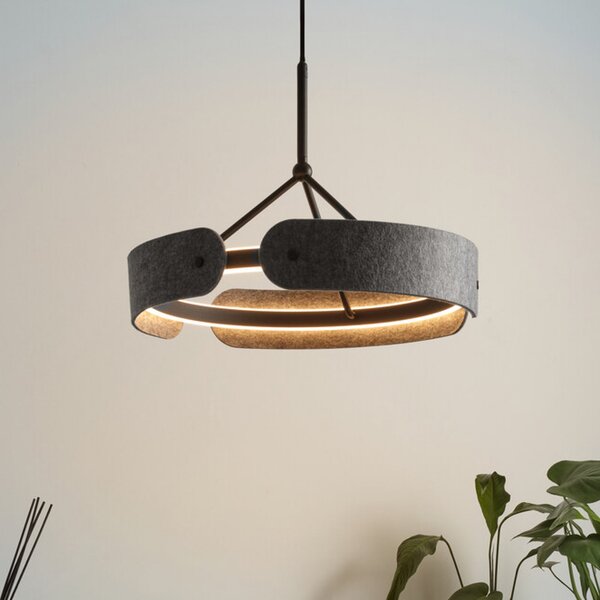 OSRAM LED obesna svetilka Decor Curve Felt, siva, filc, 3.000 K, Siva, Dnevna soba / jedilnica, Tkanine / tekstil, Sodobni