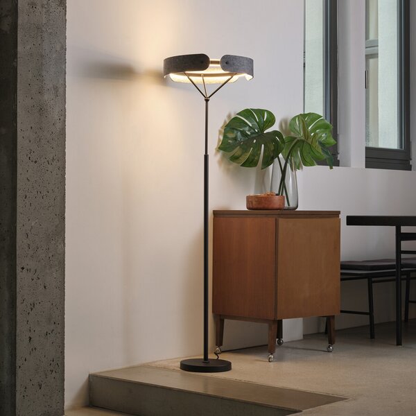 OSRAM LED-stoječa svetilka Decor Curve Felt, siva, filc, 3.000 K, Siva, Dnevna soba / jedilnica, Tkanine / tekstil, Sodobni