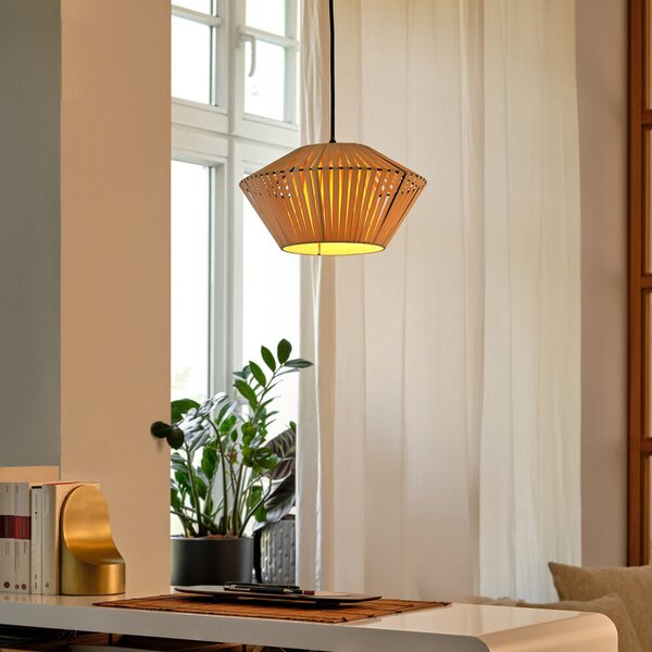 OSRAM viseča svetilka Decor Stripes Ø 30,5 cm, bež, tekstil, E27, zatemnjen, Bež, Dnevna soba / jedilnica, Tkanine / tekstil