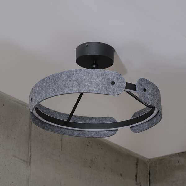 OSRAM LED-stropna svetilka Decor Curve Felt, siva, filc, 3.000 K, Siva, Dnevna soba / jedilnica, Tkanine / tekstil, Sodobni