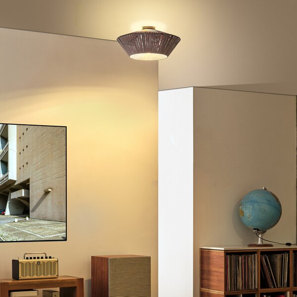 OSRAM stropna svetilka Decor Stripes siva, Ø 40,5 cm, tekstil, E27, zatemnjen, Siva, Dnevna soba / jedilnica, Tkanine / tekstil