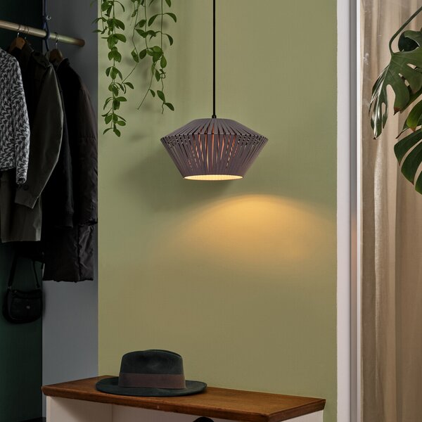 OSRAM viseča svetilka Decor Stripes Ø 30,5 cm, siva, tekstil, E27, zatemnjen, Siva, Dnevna soba / jedilnica, Tkanine / tekstil