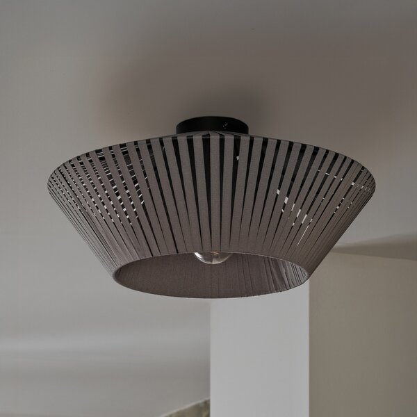 OSRAM stropna svetilka Decor Stripes siva, Ø 40,5 cm, tekstil, E27, zatemnjen, Siva, Dnevna soba / jedilnica, Tkanine / tekstil