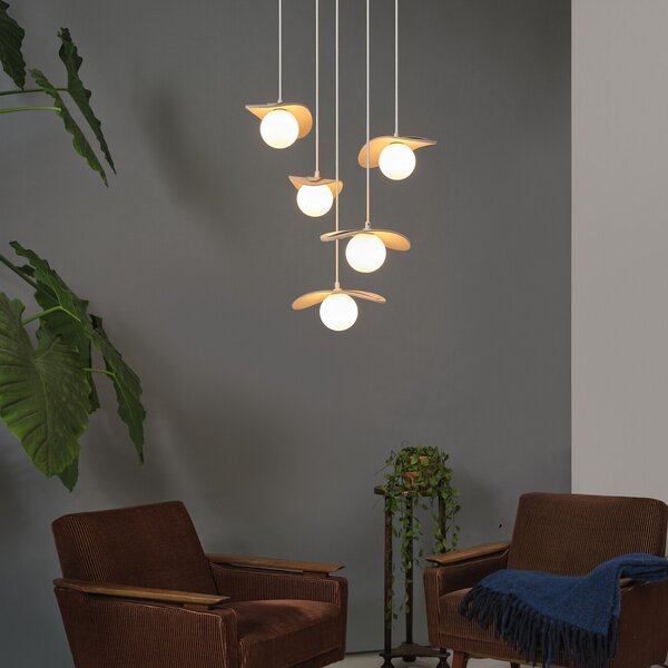 OSRAM viseča svetilka Decor Pearl, 5-žarnica, bež, filc, G9, zatemnjen, Bež, Dnevna soba / jedilnica, Tkanine / tekstil, Sodobni