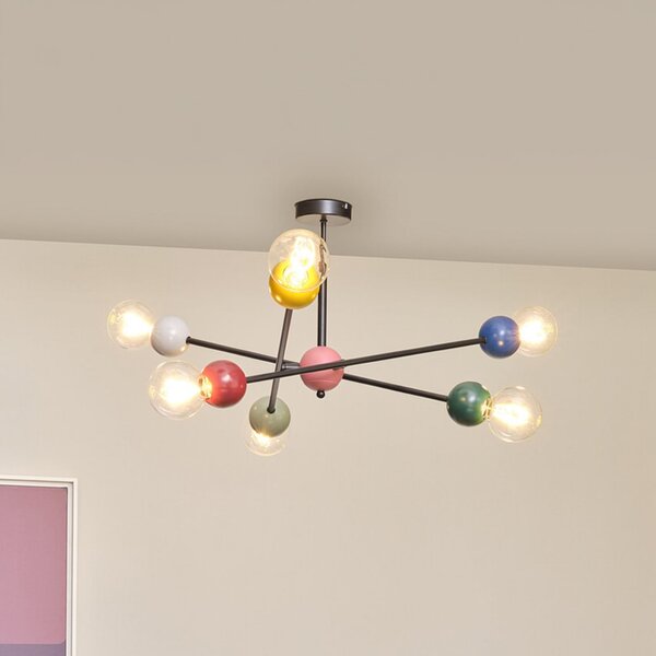 OSRAM stropna svetilka Decor Bubble, 6-žarnicna, jeklo, barvna, E27, zatemnjen, Večbarvna, Dnevna soba / jedilnica, Kovina, Sodobni