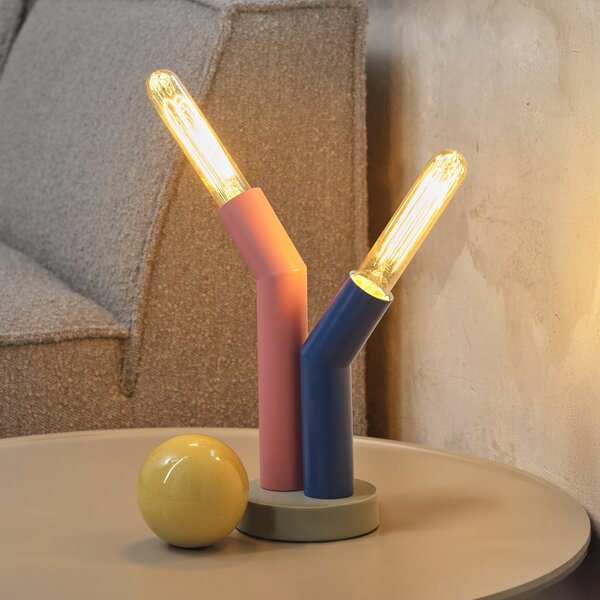 OSRAM namizna svetilka Decor Straw, 2-plastna, barvna, jeklo, E27, Večbarvna, Dnevna soba / jedilnica, Kovina, Sodobni