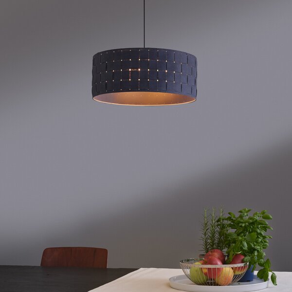 OSRAM viseča svetilka Decor Felt Weaving, Ø 48 cm, siva, filc E27, zatemnjen, Siva, Dnevna soba / jedilnica, Tkanine / tekstil