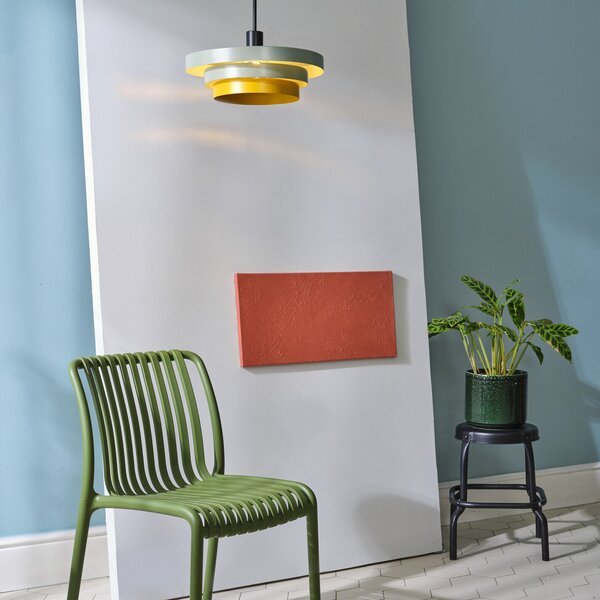 OSRAM viseča svetilka Decor Layers, zelena/rumena, jeklo, E27, zatemnjen, Zelena, Kuhinja, Kovina, Sodobni