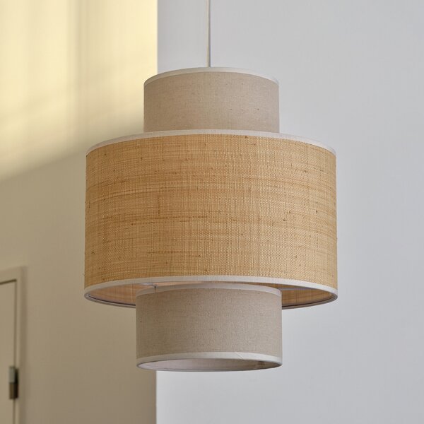 OSRAM viseča svetilka Decor Wrap Cylinder, bež, rafia, lan, zatemnjen, Bež, Dnevna soba / jedilnica, Tkanine / tekstil, Podeželska hiša / Rustikalna