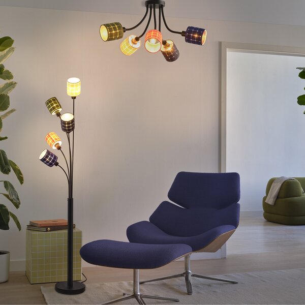 OSRAM stropna svetilka Decor Felt Weaving Cans, barvna, 5-žarnična, E14, zatemnjen, Večbarvna, Dnevna soba / jedilnica, Tkanine / tekstil