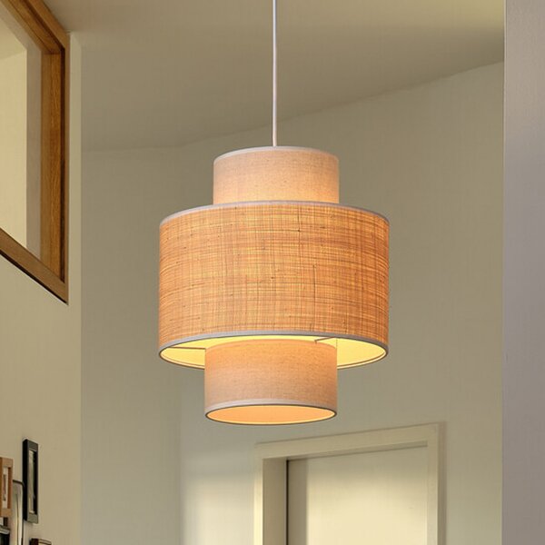 OSRAM viseča svetilka Decor Wrap Cylinder, bež, rafia, lan, zatemnjen, Bež, Dnevna soba / jedilnica, Tkanine / tekstil, Podeželska hiša / Rustikalna