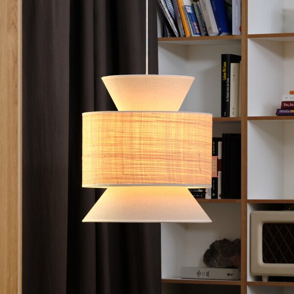 OSRAM viseča svetilka Decor Wrap Cone, bež, rafia, lan, E27, zatemnjen, Bež, Dnevna soba / jedilnica, Tkanine / tekstil, Podeželska hiša / Rustikalna